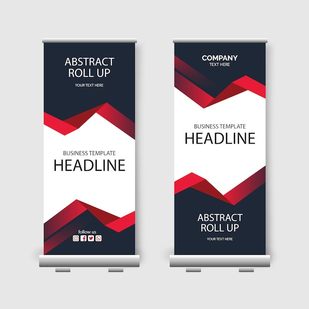 Abstract roll up template with red shapes or black