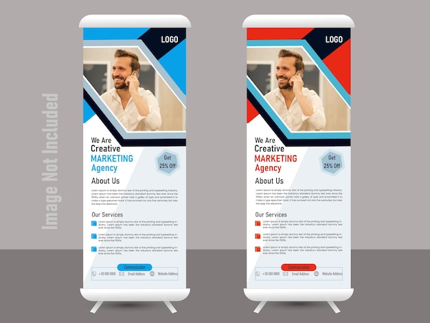 abstract rollup banner design in geometric style advertisement