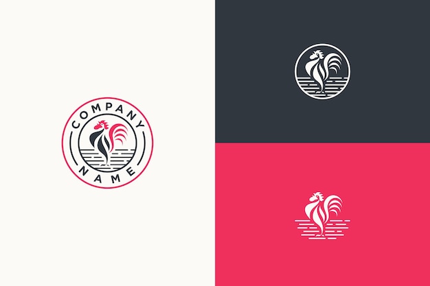 Abstract rooster line emblem logo