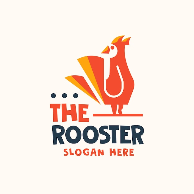 Vector abstract rooster logo design template