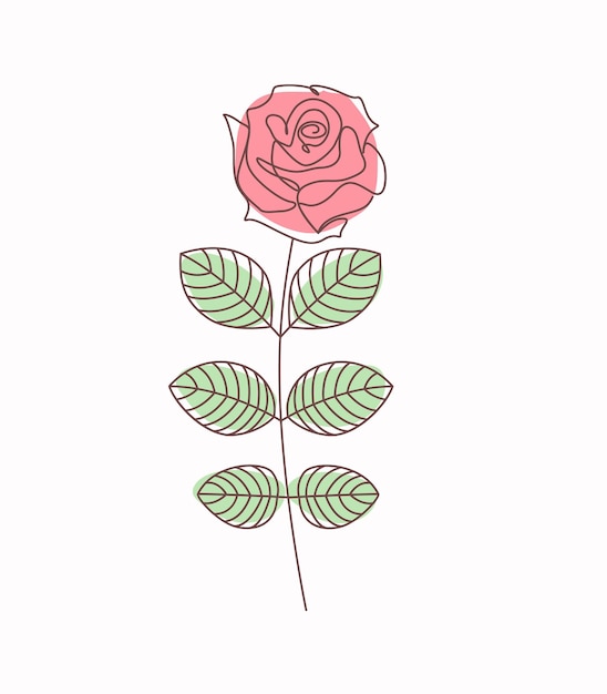 Abstract rose line drawing flower natural liner doodle rose art