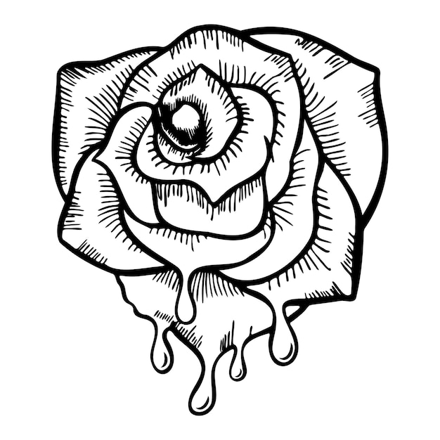 Vector abstract rose with a drops of blood