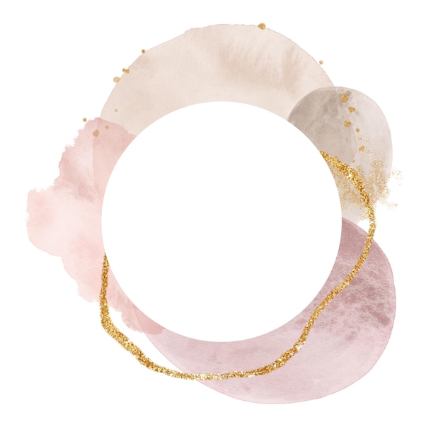 Abstract round frame in pastel colours with gold