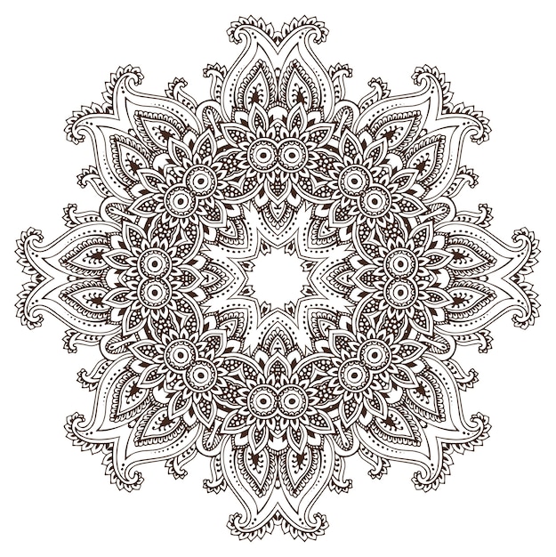 Mandala di disegno astratto pizzo rotondo, elemento decorativo