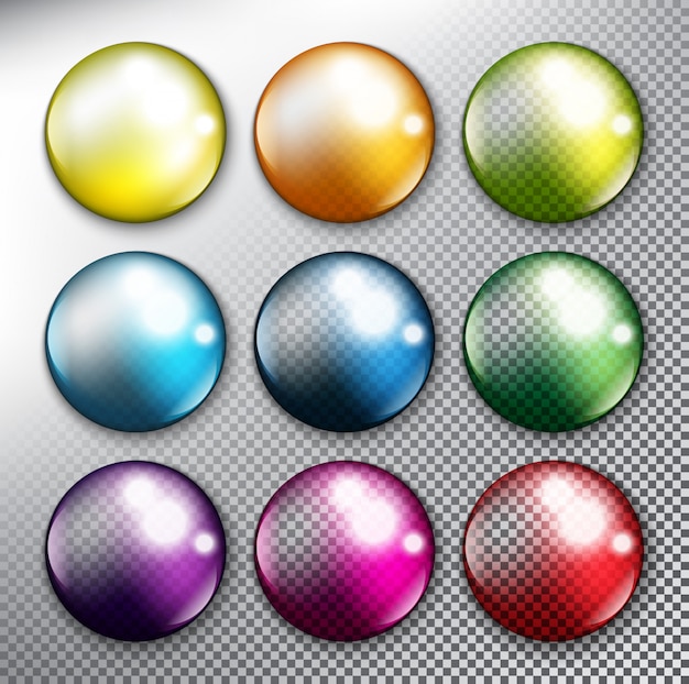 Abstract round web buttons set of 9. colorful drops. isolated