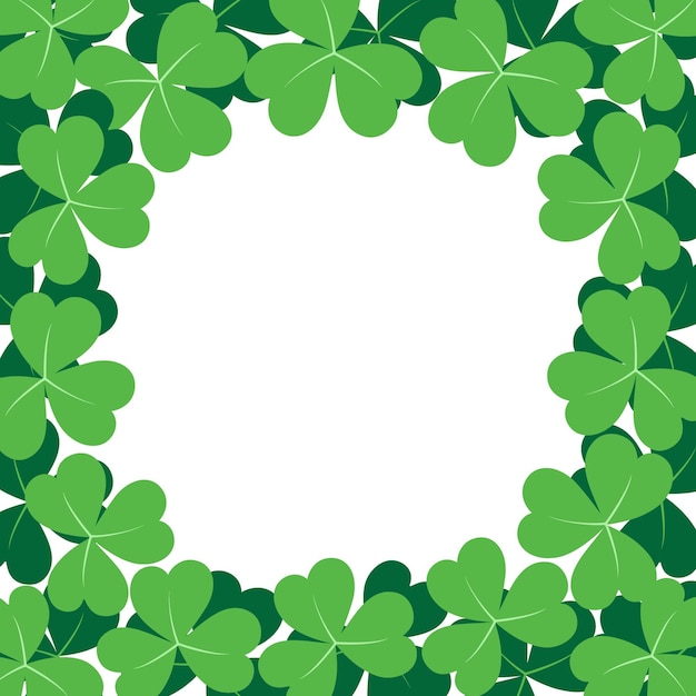 Abstract rounded shamrock frame border in trendy green design concept for st patrick greetings