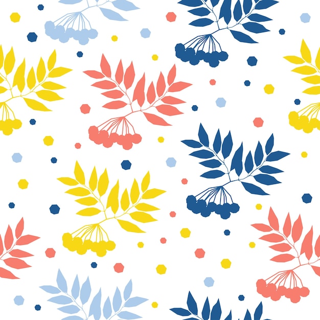 Abstract rowan seamless pattern background. childish handmade crafted cover for design card, wallpaper, album, scrapbook, holiday wrapping paper, textile fabric, bag print, t shirt etc.