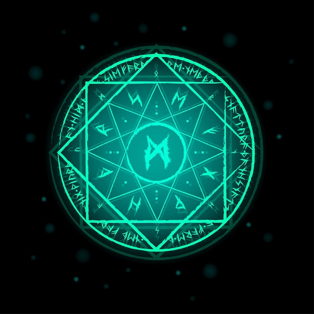 Abstract runes circle magic blue