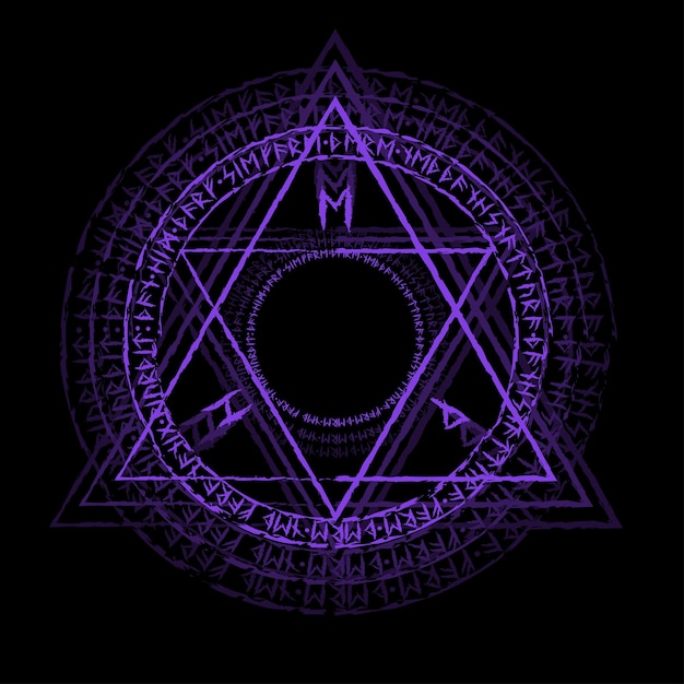 Abstract runes circle magic purple