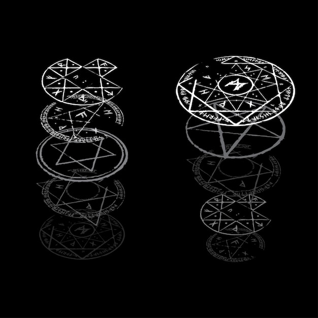 Abstract runes grey isometric