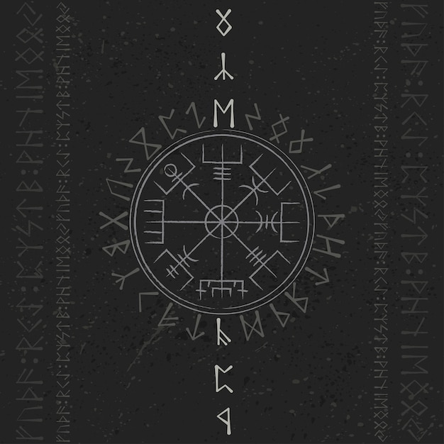 추상 룬 문자 vegvisir 진정한 기호