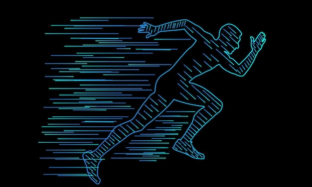 abstract runner silhouette flat design