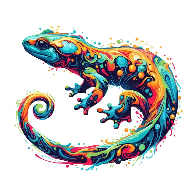 Vector abstract salamander multicolored paints colored drawing vector illustration