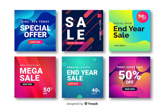 Vector abstract sale instagram post collection