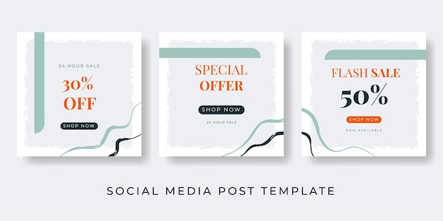 Vector abstract sale post stories creative vector set in warm color of the earth tone