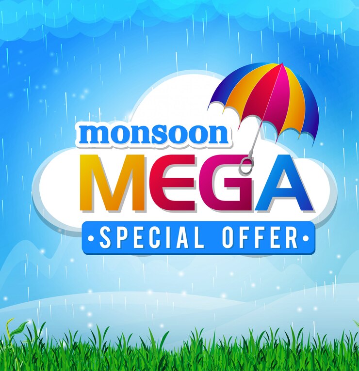 Vector abstract sale poster for monsoon huge offer