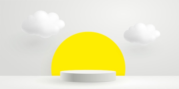 Abstract scene with circle and soft clouds illustration