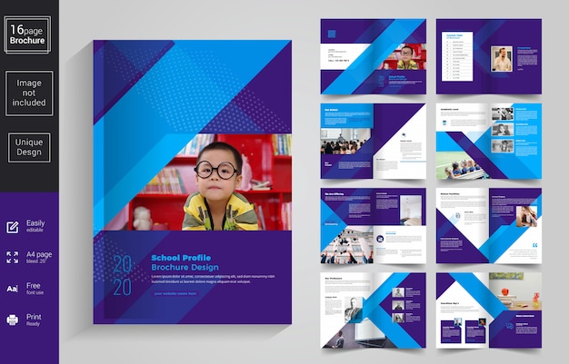 Vector abstract school kids brochure template