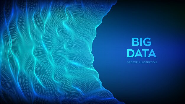 抽象的な科学の背景。サークルグリッド波。球の乱流波。