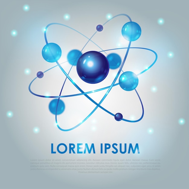 Abstract science background with blue molecule on light background, vector illustration