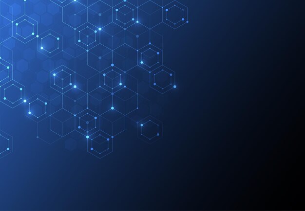 抽象的な科学テンプレート技術線とドット接続の背景壁紙またはDNA分子とバナーベクトル図
