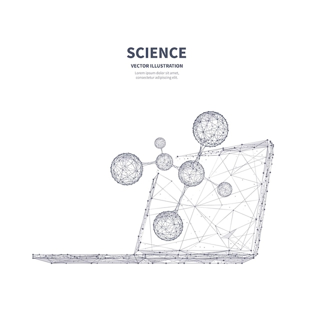 벡터 추상 과학 모바일 기술 화학 연구 포스터 다각형 디자인 기술