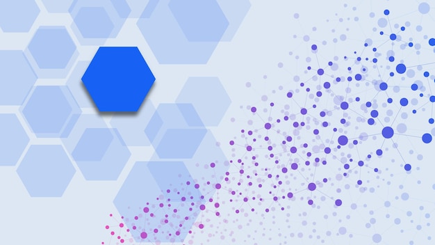 Abstract scientific molecule structure with hexagonal for medical chemistry and science background