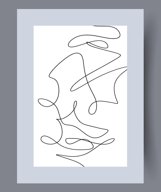 Abstract scribble snafu line wall art print