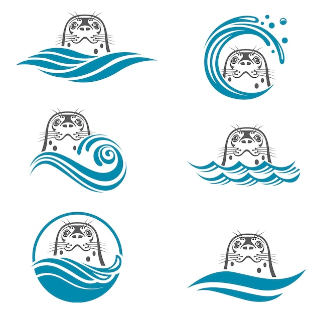 Abstract seal icons set