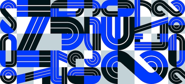Abstract seamless background vector geometric tiling pattern in trendy blue lined style modern design artistic composition