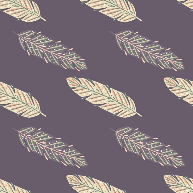 Abstract seamless doodle pattern with simple feather elements.