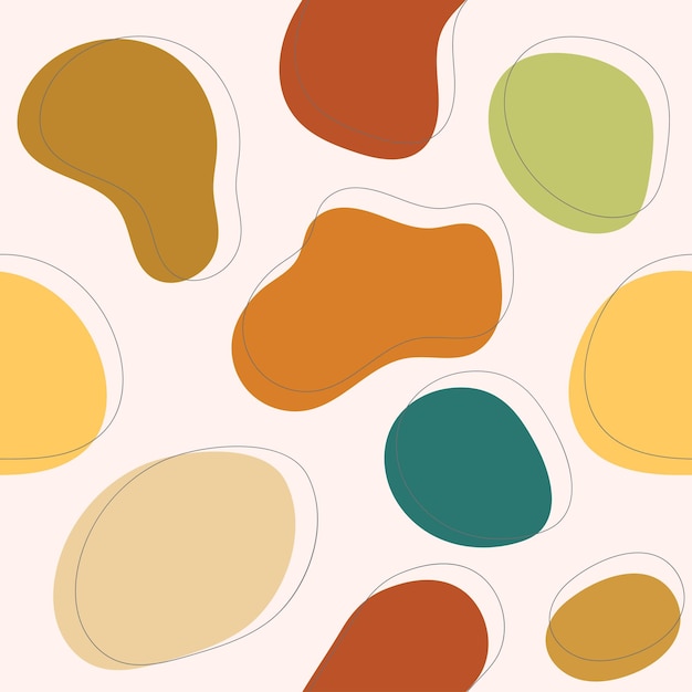 Vector abstract seamless flat blob doodle pattern