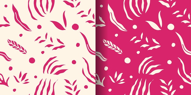 Abstract Seamless Floral Pattern with Two Color Variations Collage Contemporary Print Flowers Motif for Fashion Wallpaper Wrapping Paper Background Fabric Textile Apparel and Card Design