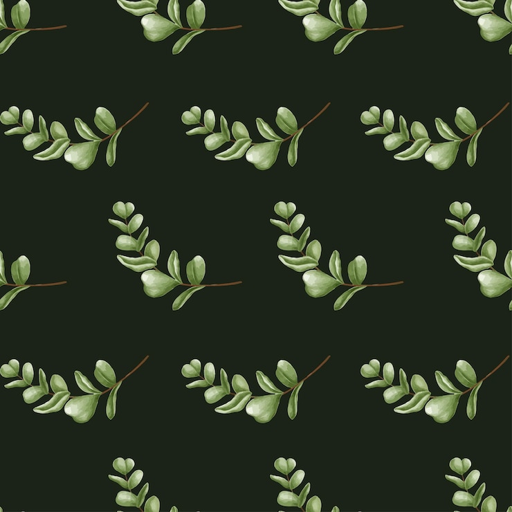 Vector abstract seamless floral pattern with watercolor leaves