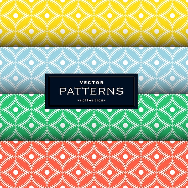 Abstract seamless geometric patterns set in four colors. . wallpaper