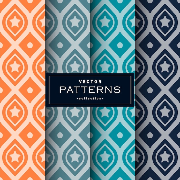 Abstract seamless geometric patterns set