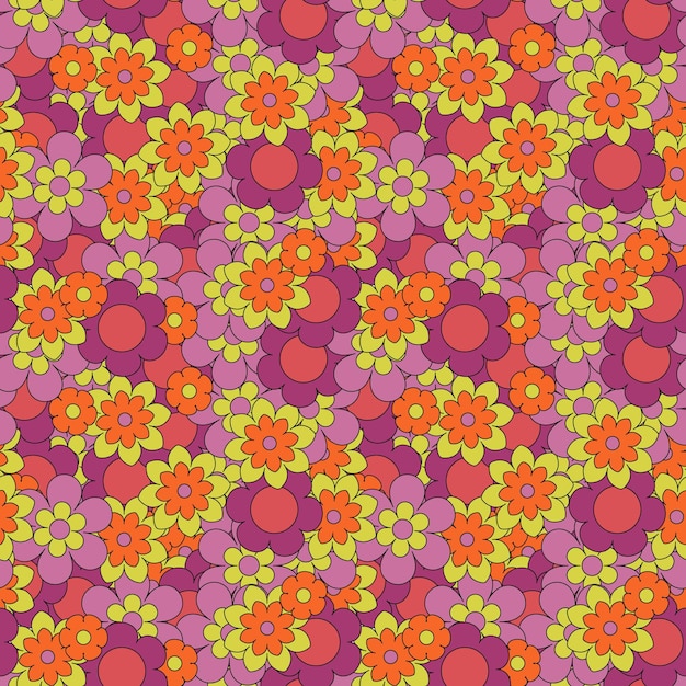 Abstract seamless groovy flower background