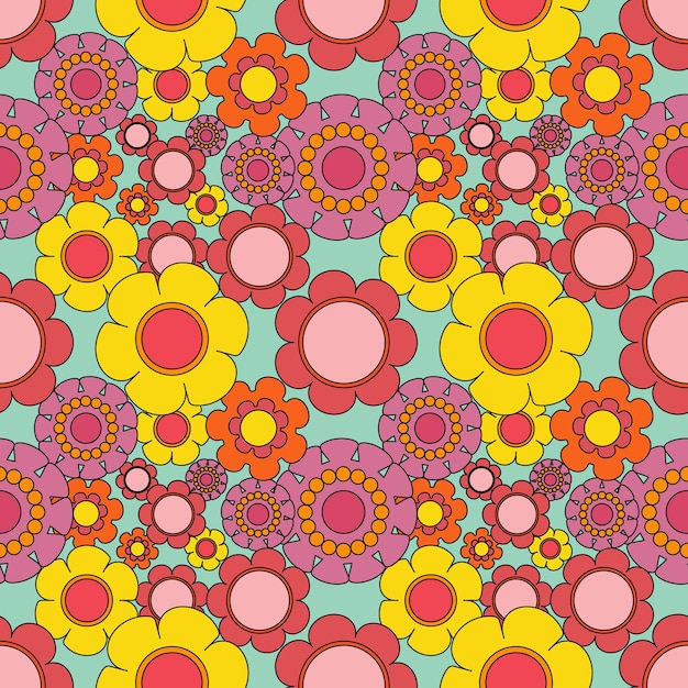 Abstract seamless groovy flower background