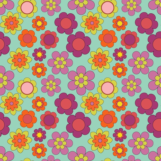 Abstract seamless groovy flower background