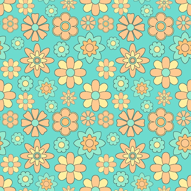 Abstract seamless groovy flower background