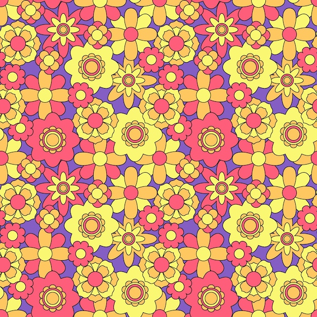 Abstract seamless groovy flower background