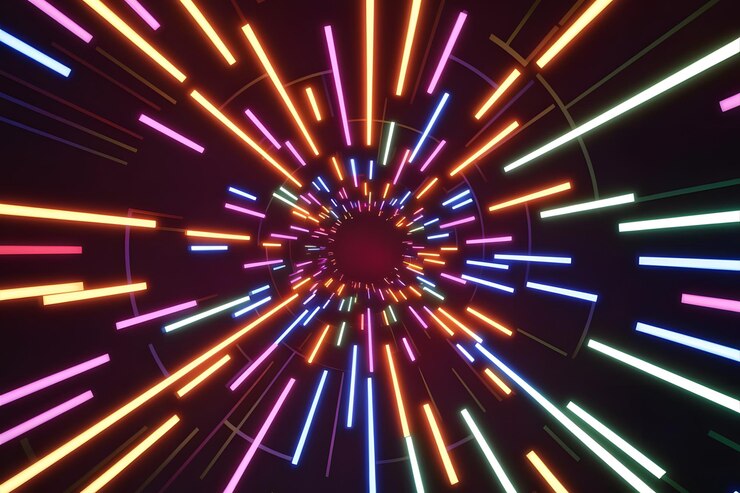 Vector abstract seamless looped animation of neon glowing light tubes