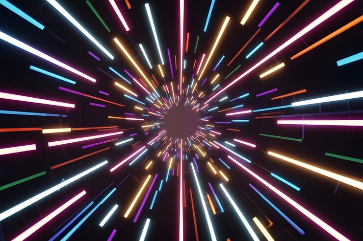 Vector abstract seamless looped animation of neon glowing light tubes