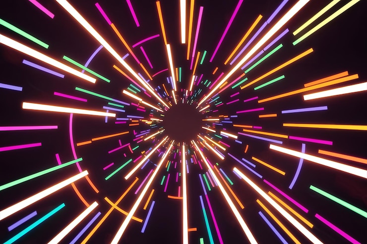Vector abstract seamless looped animation of neon glowing light tubes