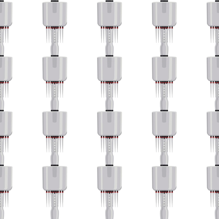 Vector abstract seamless medical pipette dropper for laboratory on white background