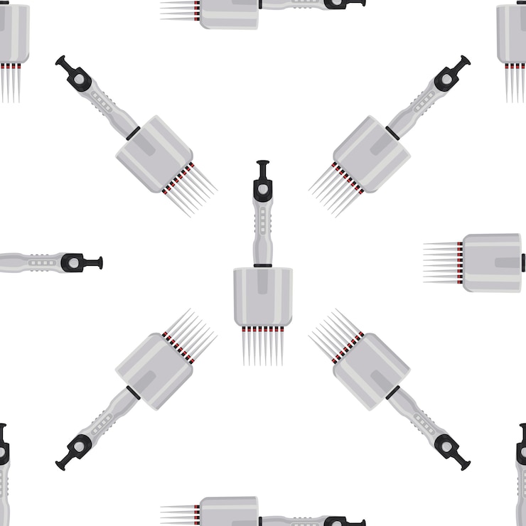 Vector abstract seamless medical pipette dropper for laboratory on white background