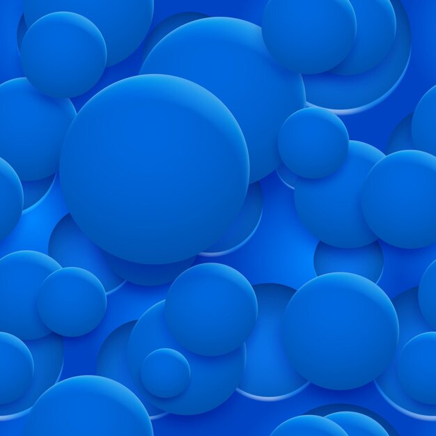 Vector abstract seamless pattern or background of holes and circles with shadows in blue colors