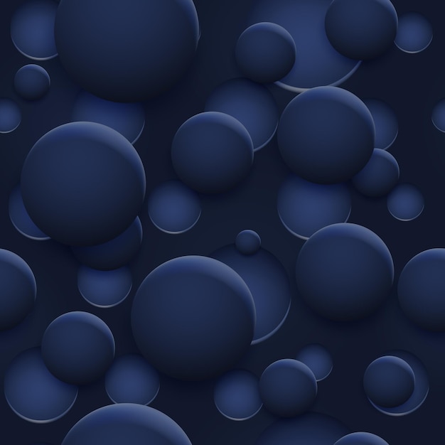 Abstract seamless pattern or background of holes and circles with shadows in blue colors