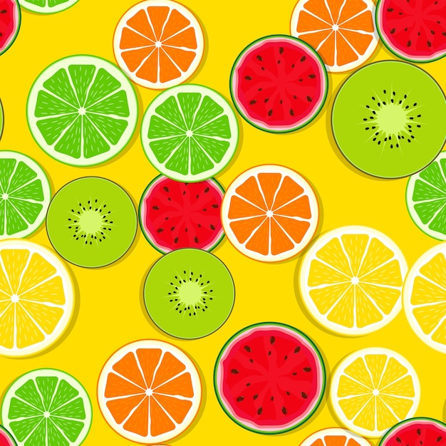 Abstract seamless pattern background with fresh fruits.