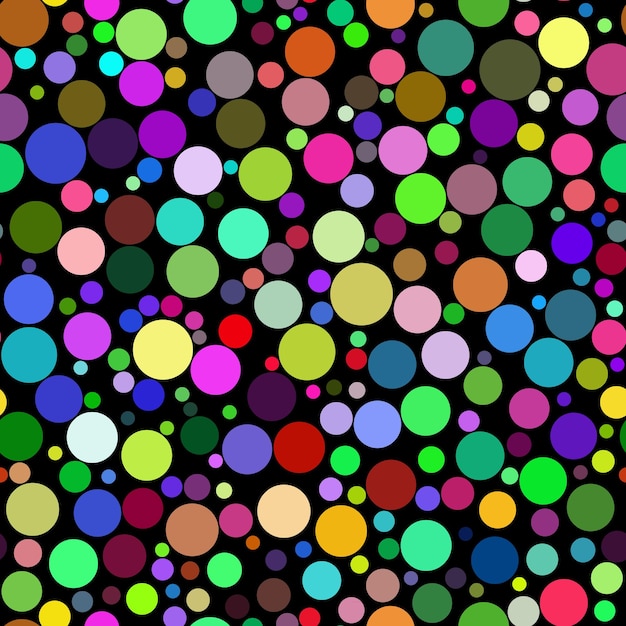 Abstract seamless pattern of circles of different sizes in various colors